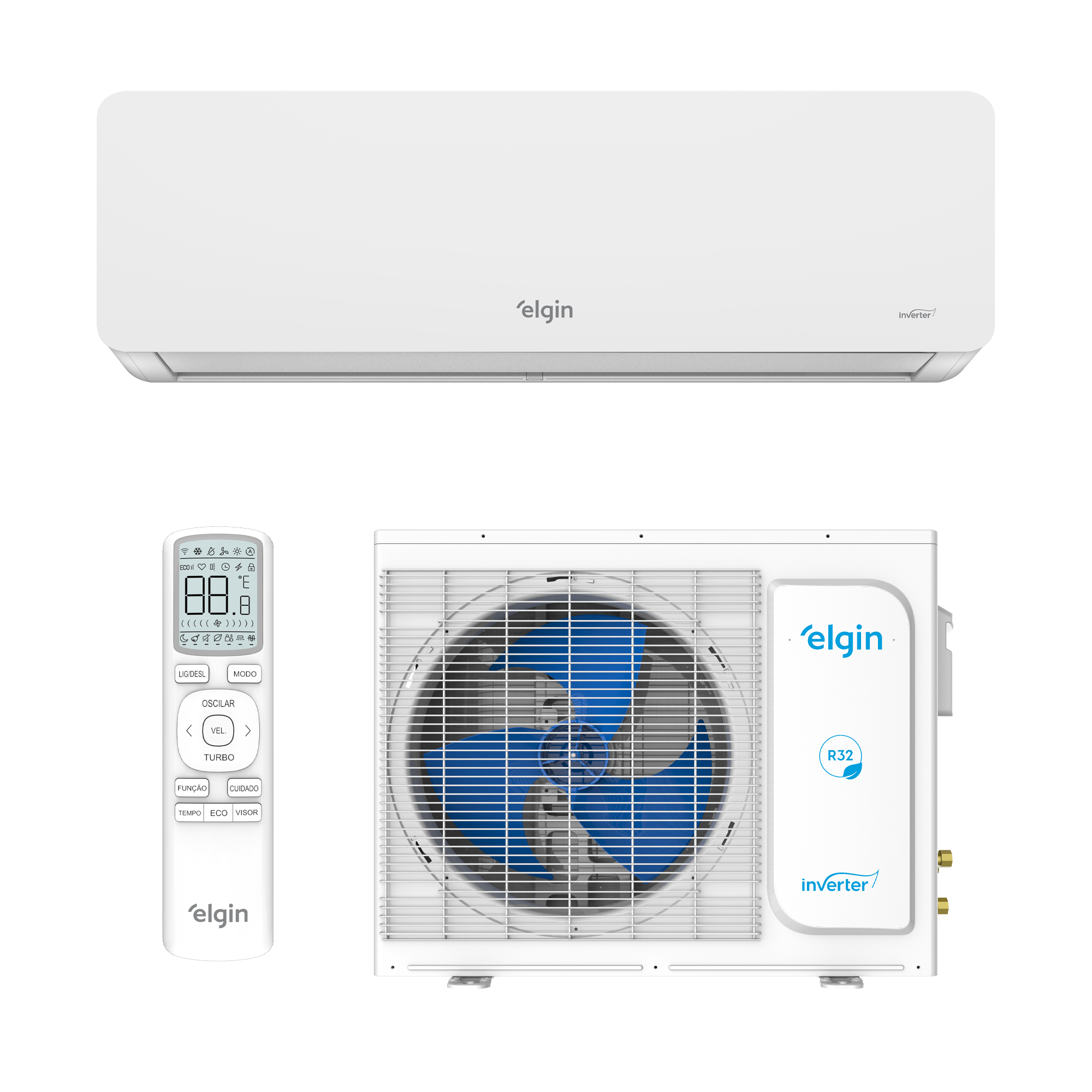 Ar-Condicionado Split HW Eco II Elgin Inverter 9.000 BTUs Frio 220V R-32 Monofasico