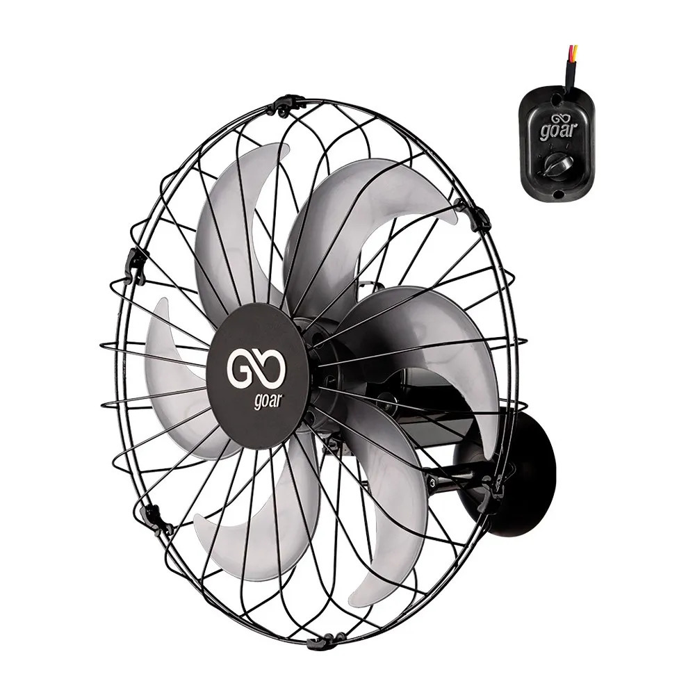VENTILADOR OSCILANTE PAREDE 50 CENTÍMETROS METAL 220V 180W PRETO 6PÁS
