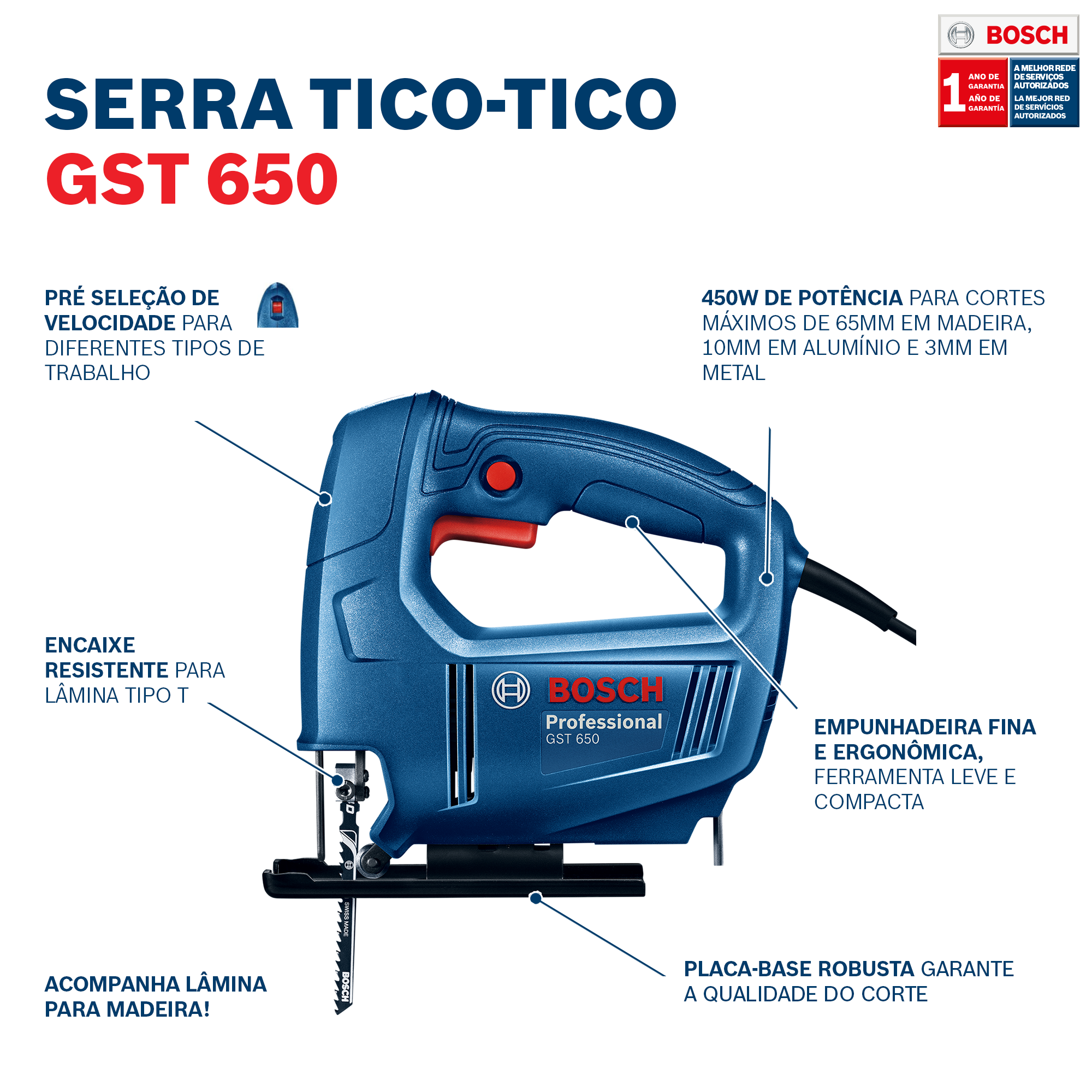 SERRA TICO-TICO GST 650 45W BOSCH 127V 7