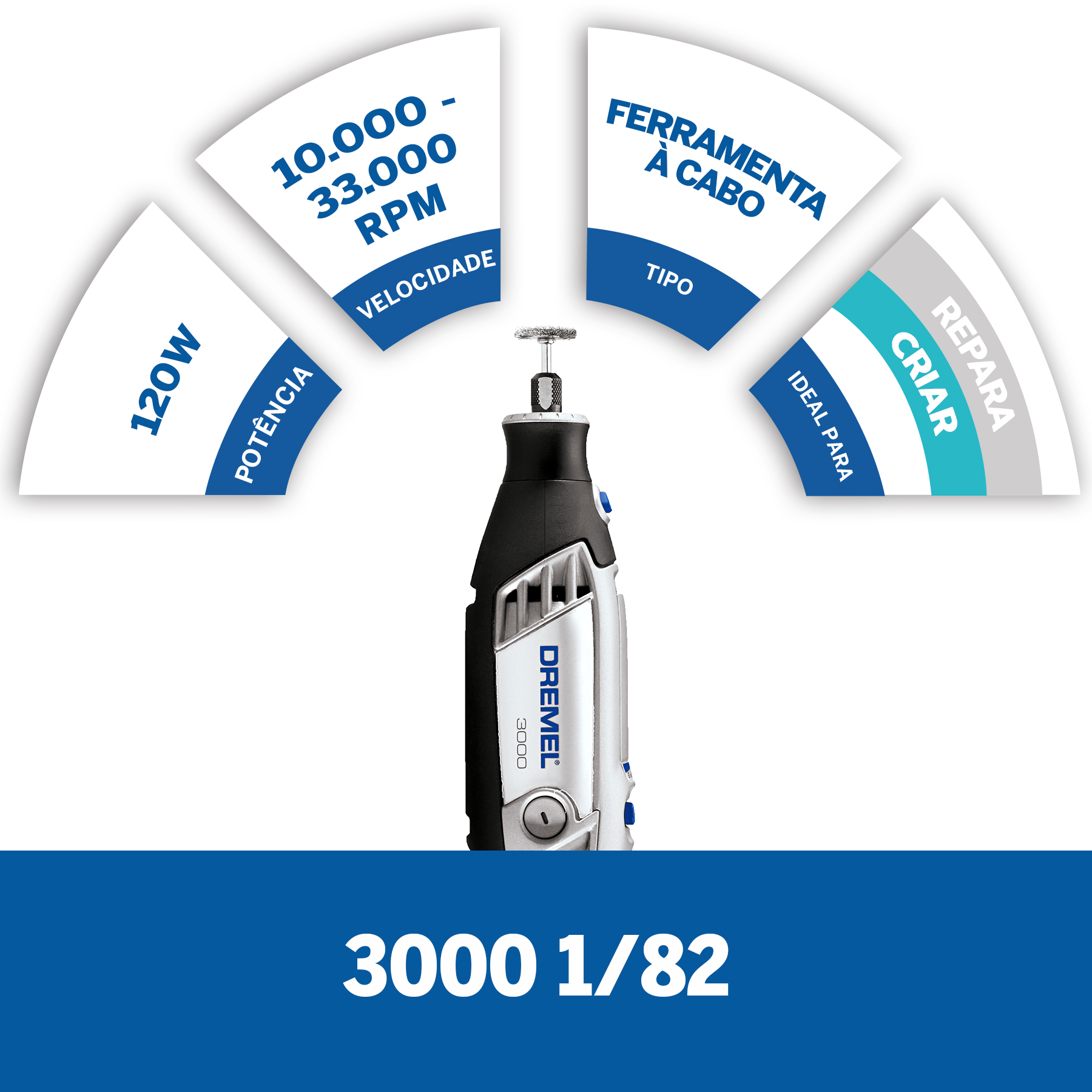 DREMEL MICROR 3000 C/ 82 ACESS BOSCH127V 3