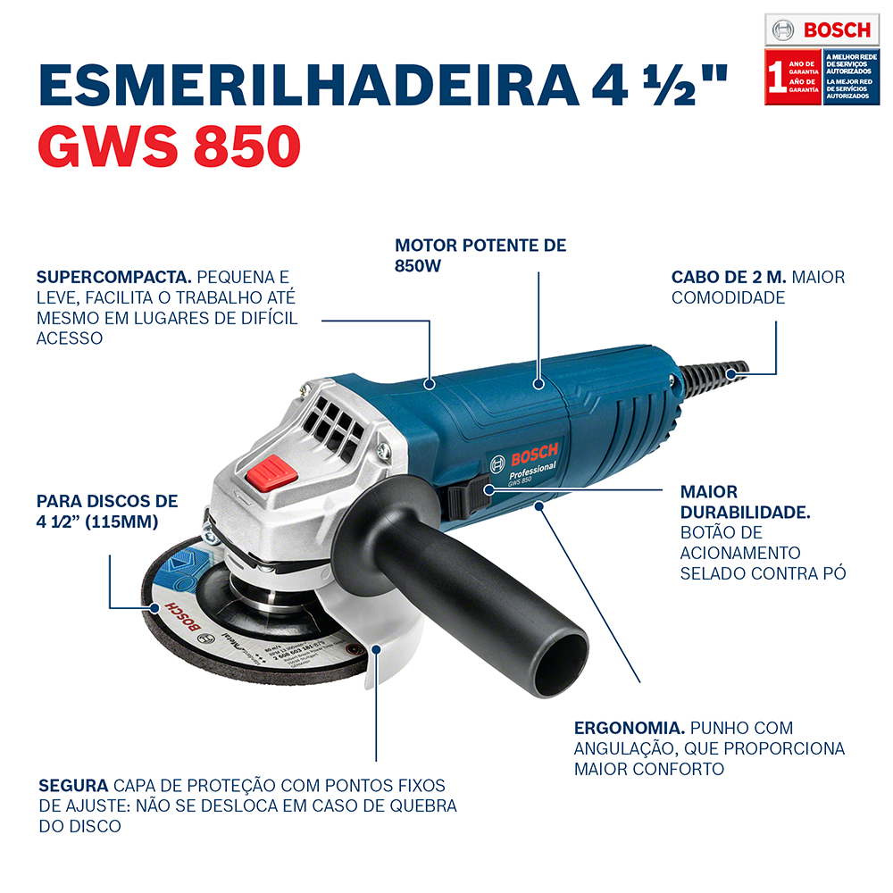 ESMERILHADEIRA GWS 850 127V M14 6